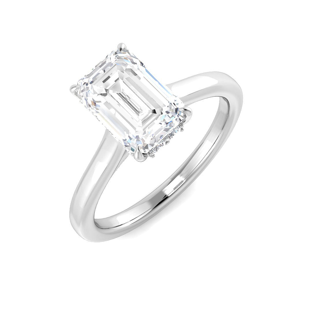 Emerald Cut Natural & Lab Grown Diamond Solitaire Engagement Ring