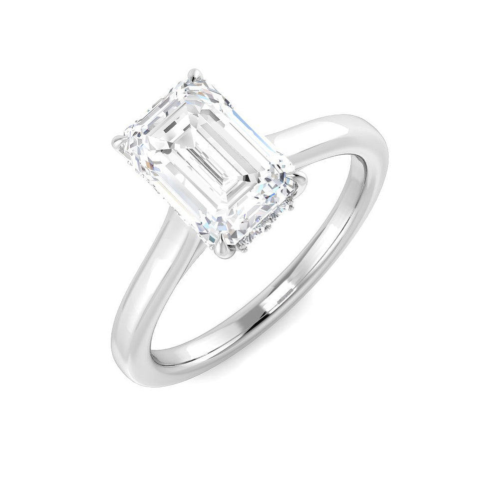 Emerald Cut Natural & Lab Grown Diamond Solitaire Engagement Ring