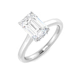Emerald Cut Natural & Lab Grown Diamond Solitaire Engagement Ring