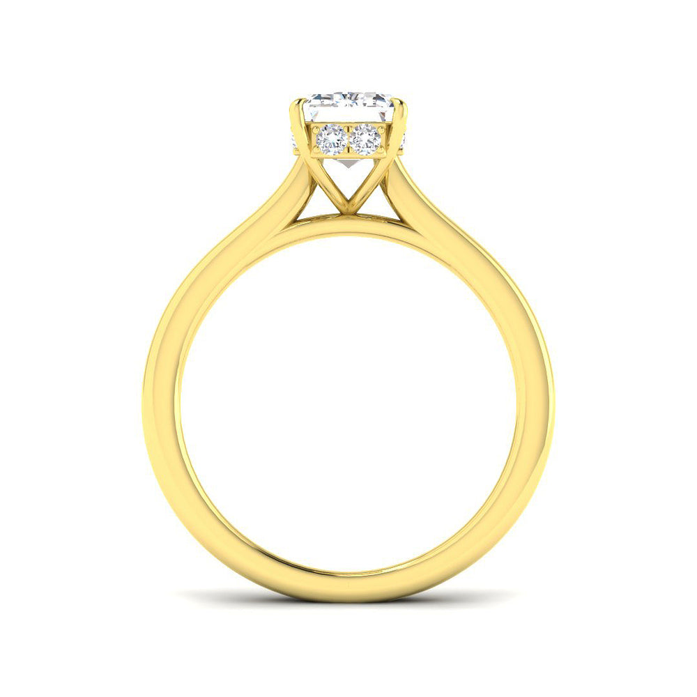 Emerald Cut Natural & Lab Grown Diamond Solitaire Engagement Ring in  yellowgold