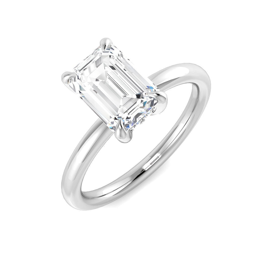 Emerald Cut Natural & Lab Grown Diamond Solitaire Rin