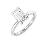 Emerald Cut Natural & Lab Grown Diamond Solitaire Rin