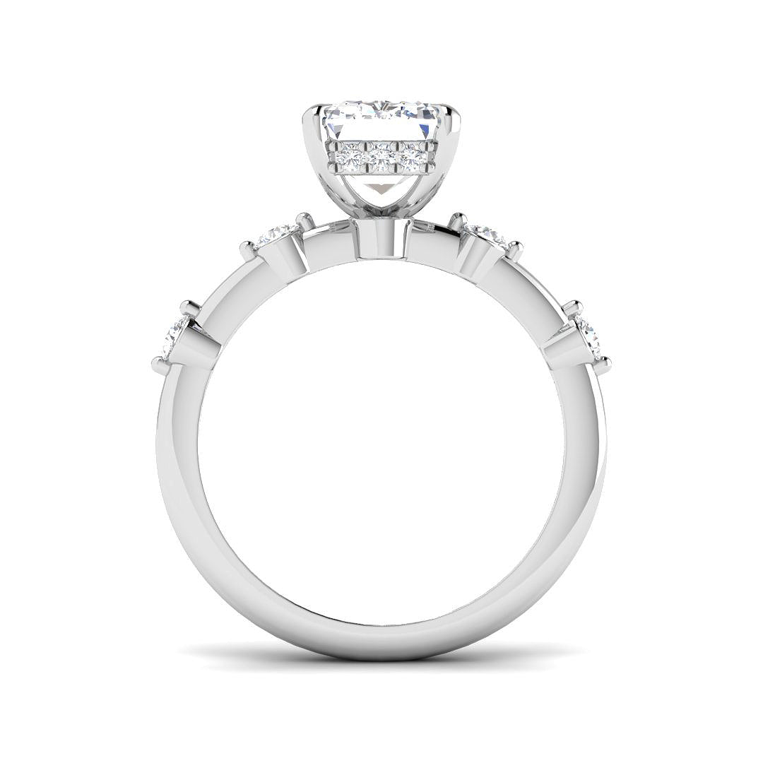 Emerald cut diamond engagement ring with side diamonds 