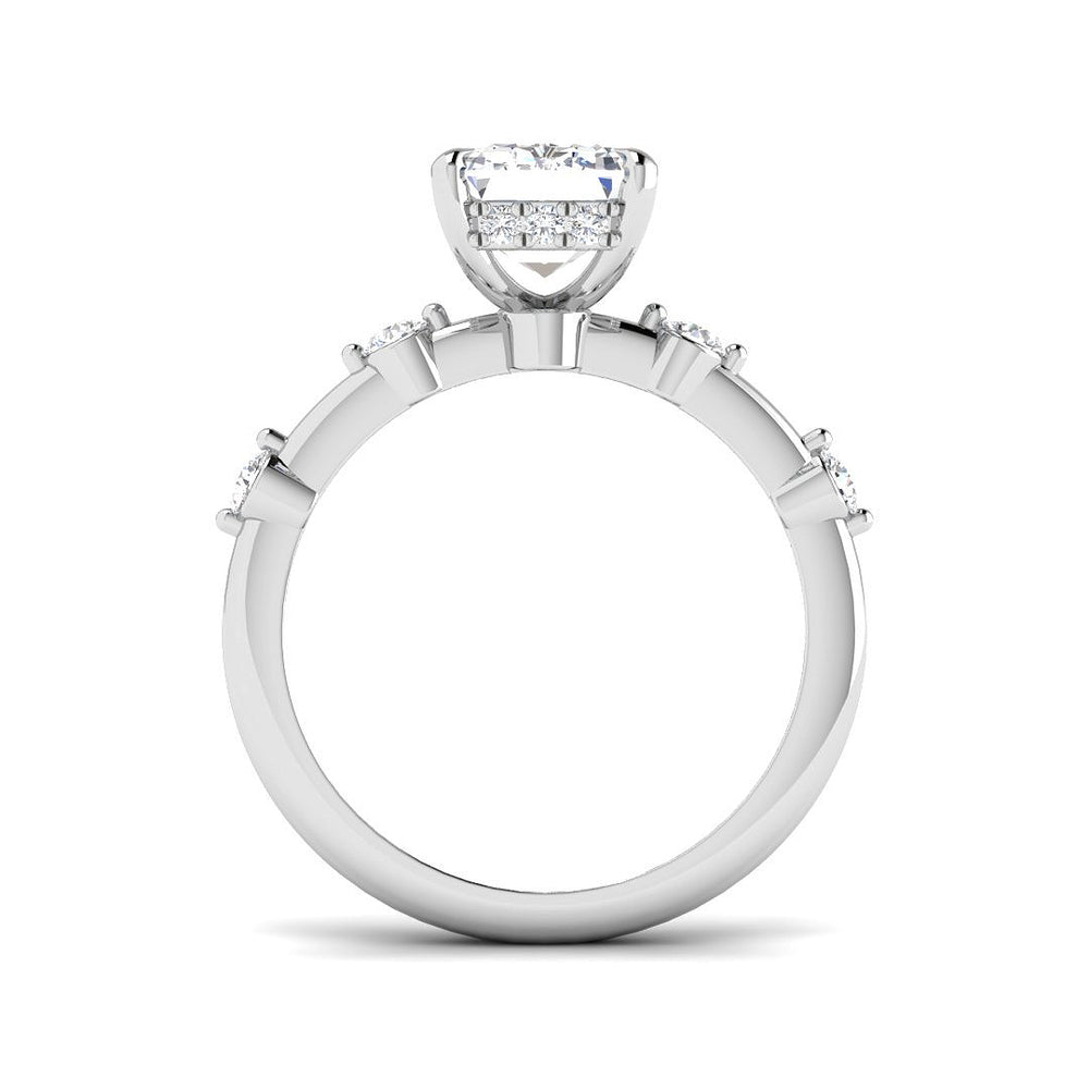 Emerald cut diamond engagement ring with side diamonds 