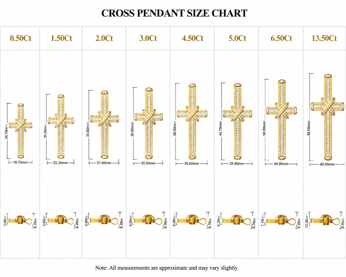 Baguette Diamond Knot Cross Pendant Necklace | Gold Diamond Cross