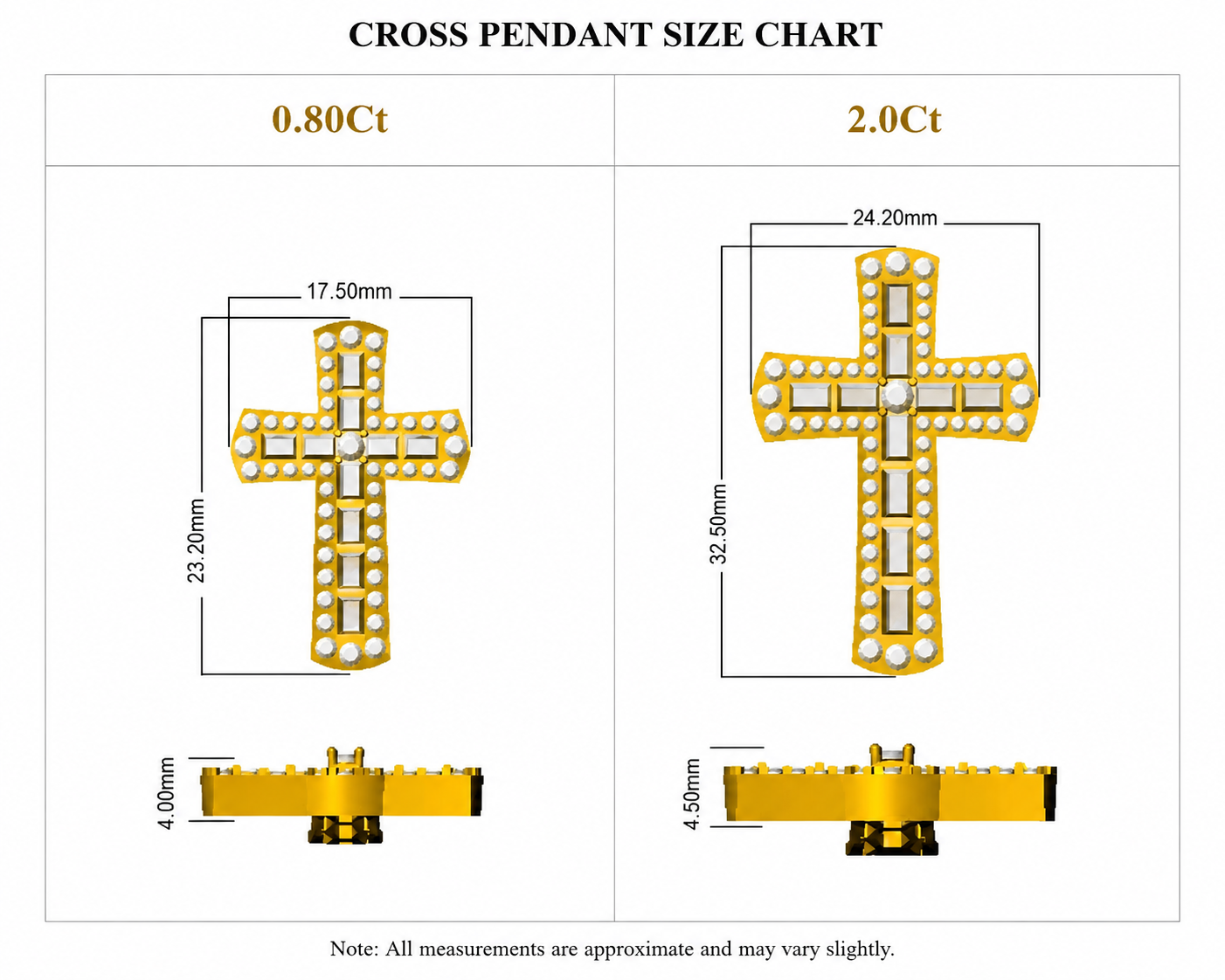 Baguette & Round Diamond Cross Pendant in Gold or Platinum