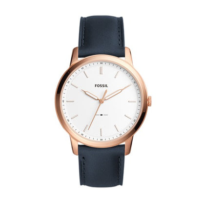 Men S Fossil the Minimalist Slim Blue Leather Band Watch FS5371