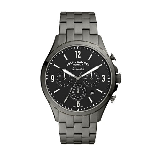 Fossil Men S Forrester Chronograph  Smoke-Tone Stainless Steel Watch  FS5606