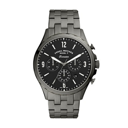 Fossil Men S Forrester Chronograph  Smoke-Tone Stainless Steel Watch  FS5606