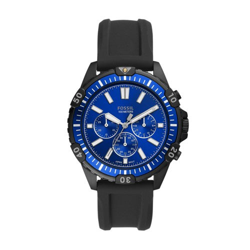 Fossil Men S Garrett Chronograph Black Silicone Watch FS5695