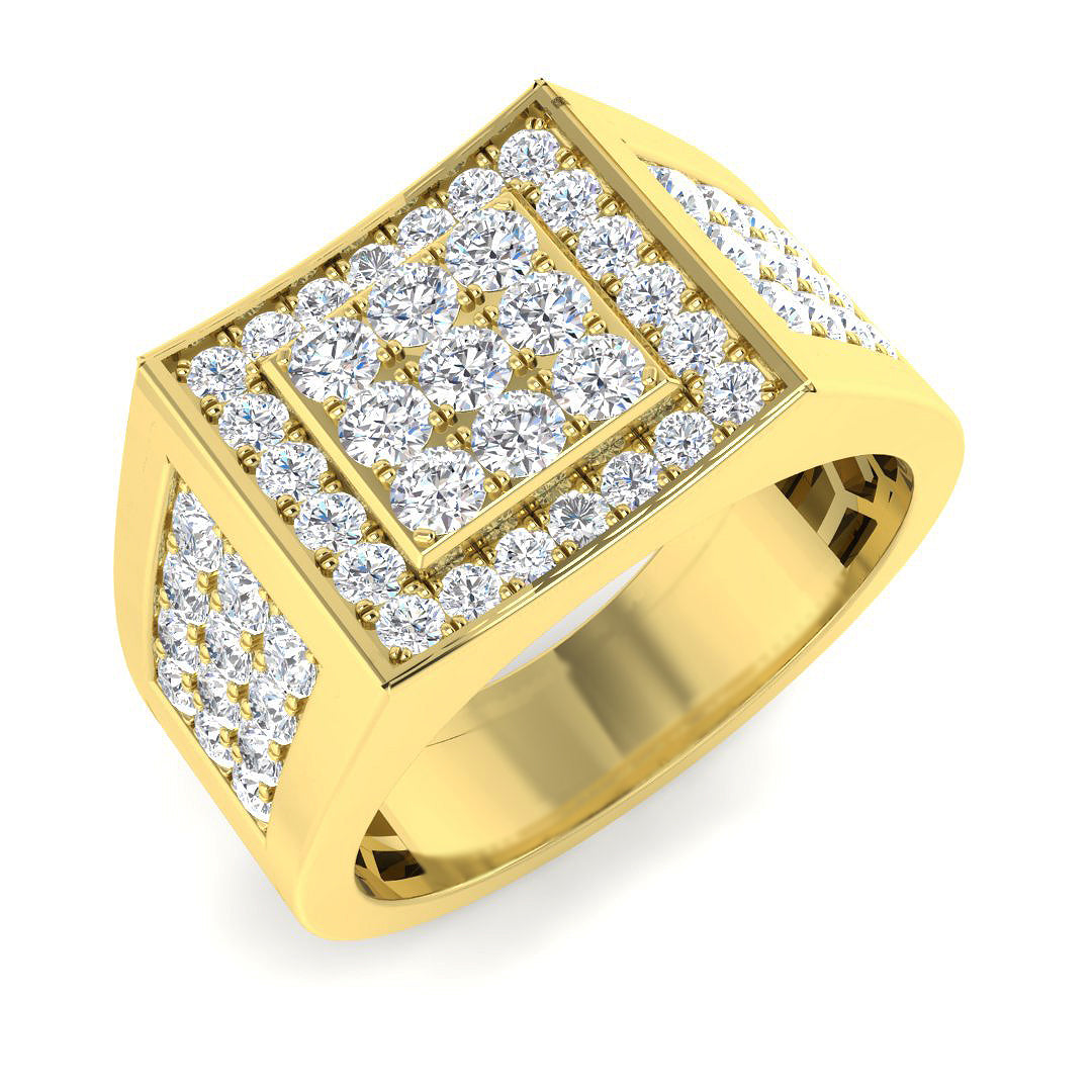 Lab grown diamond men’s ring with textured shoulders