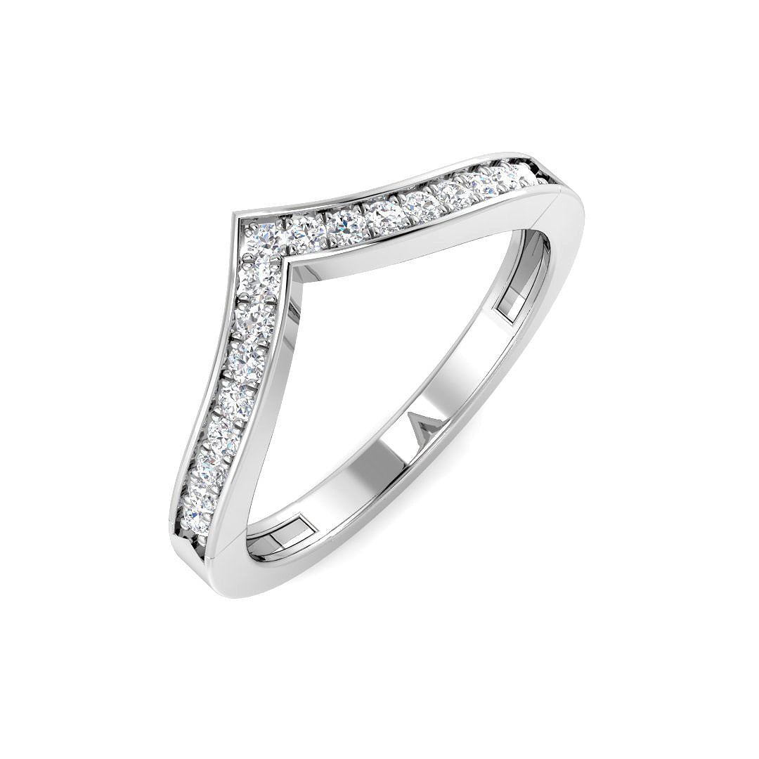 Diamond ring with a chevron design on a white background