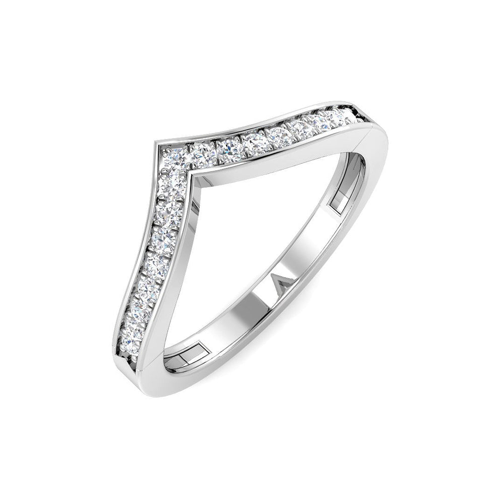 Diamond ring with a chevron design on a white background