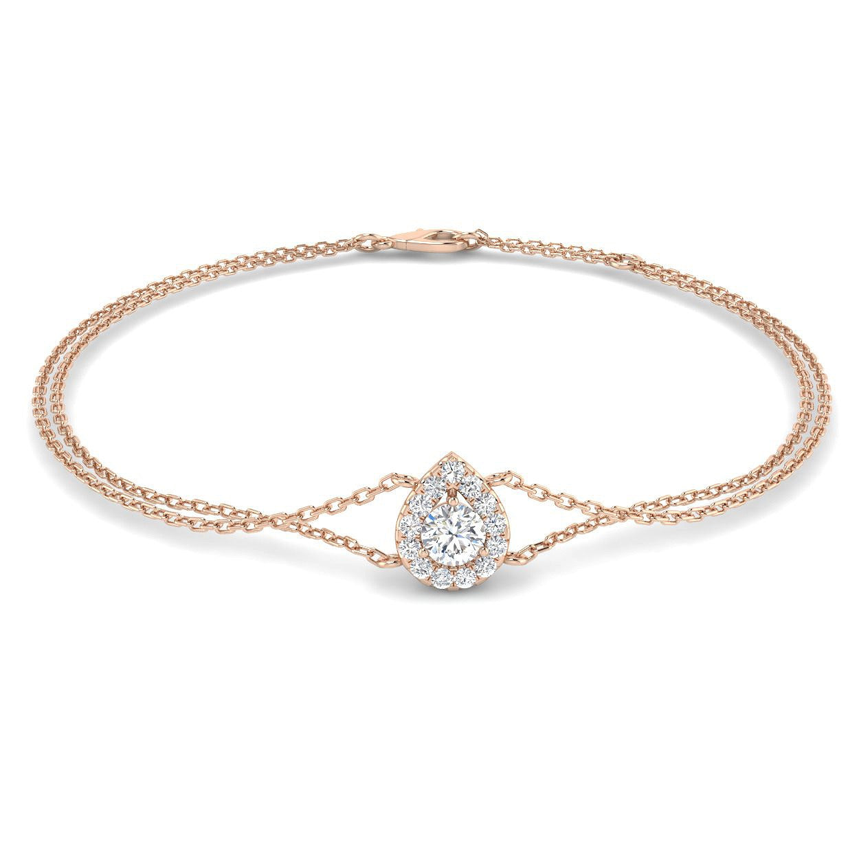 Luxury Gold Diamond Jewelry, Elegant Double Chain Bracelet, Fine 18K Diamond Bracelet