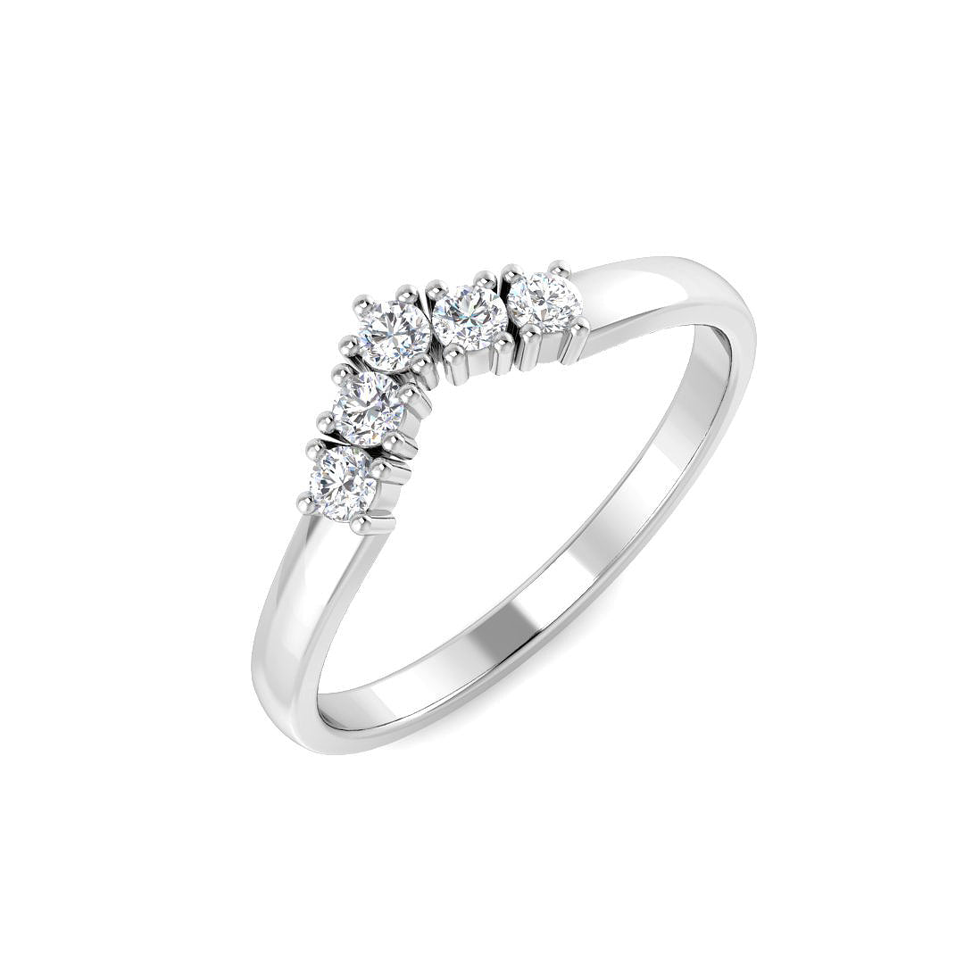Five stone diamond wishbone ring