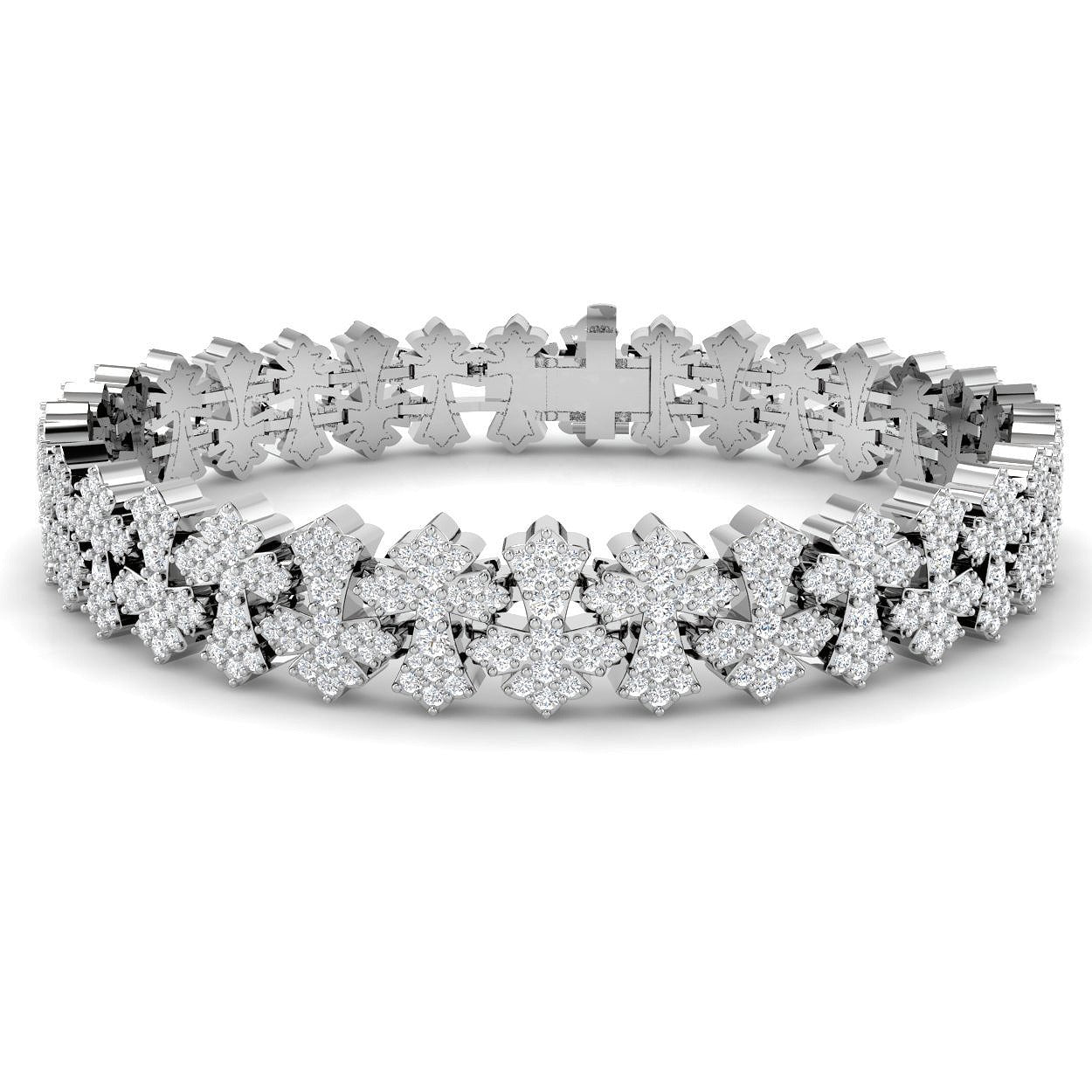 Women Gold Diamond Bracelet, Luxury Lab Diamond Bracelet, Elegant Flower Diamond Design