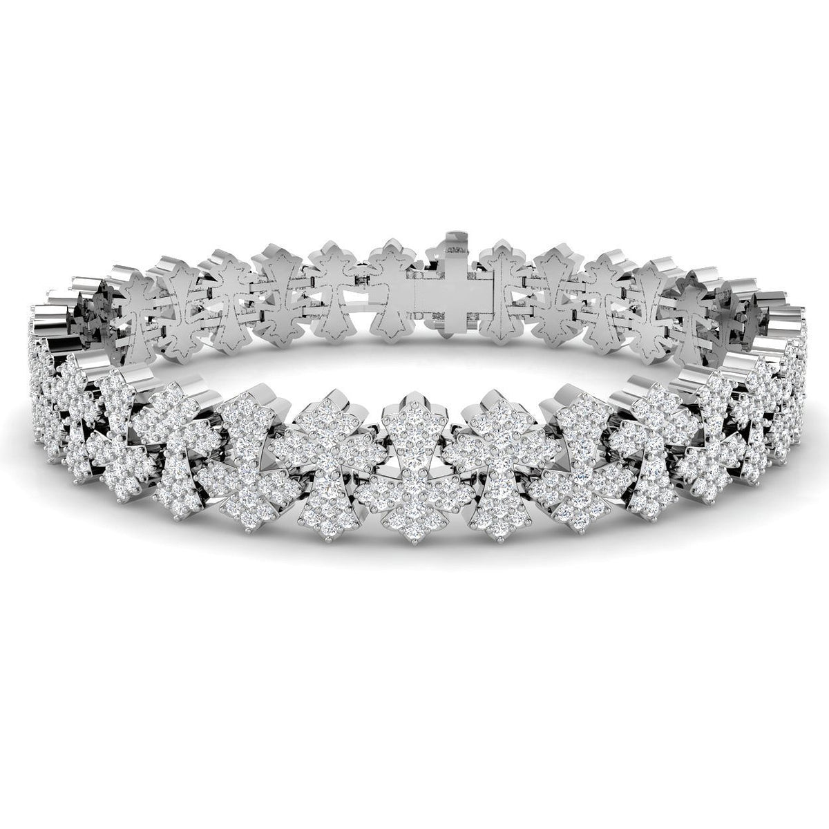 Women Gold Diamond Bracelet, Luxury Lab Diamond Bracelet, Elegant Flower Diamond Design