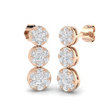 Dewy Luxury Diamond Drop & Trilogy Earrings in Gold - 1ct Elegance