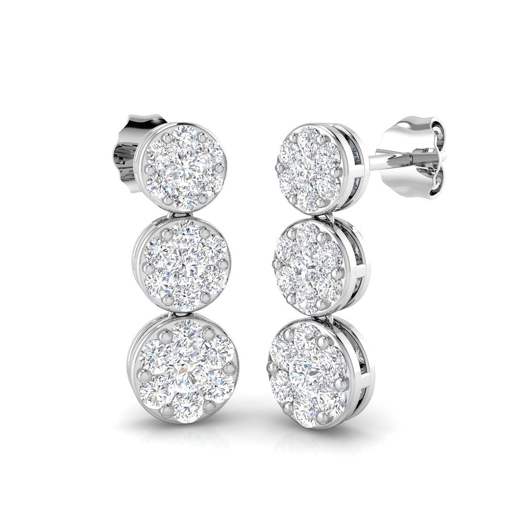 1.10 Ct DE/VS Lab Grown Diamond Drop Earring 9k White Gold Ready To Ship