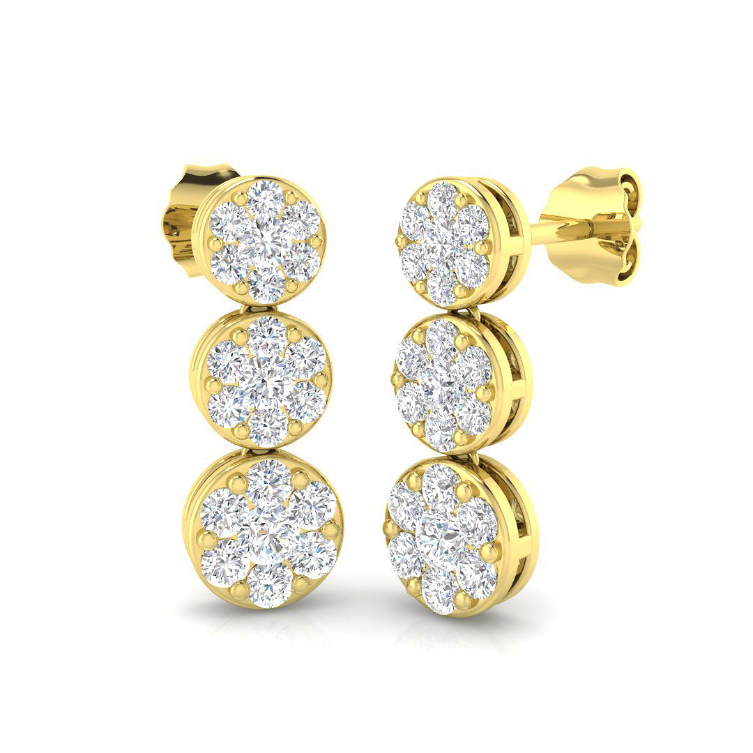 1.01ct Lab Diamond Round Cut Stud Earrings in 9K Yellow Gold