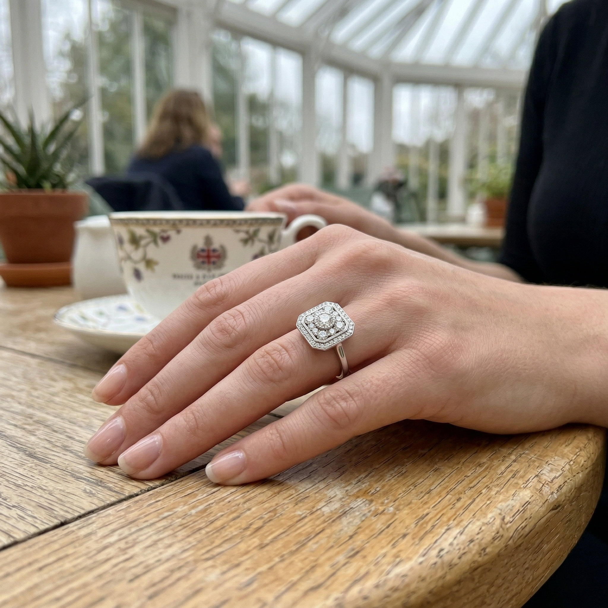 Art Deco Double Halo Diamond Octagon Vintage Ring | 0.33ct - 1ct
