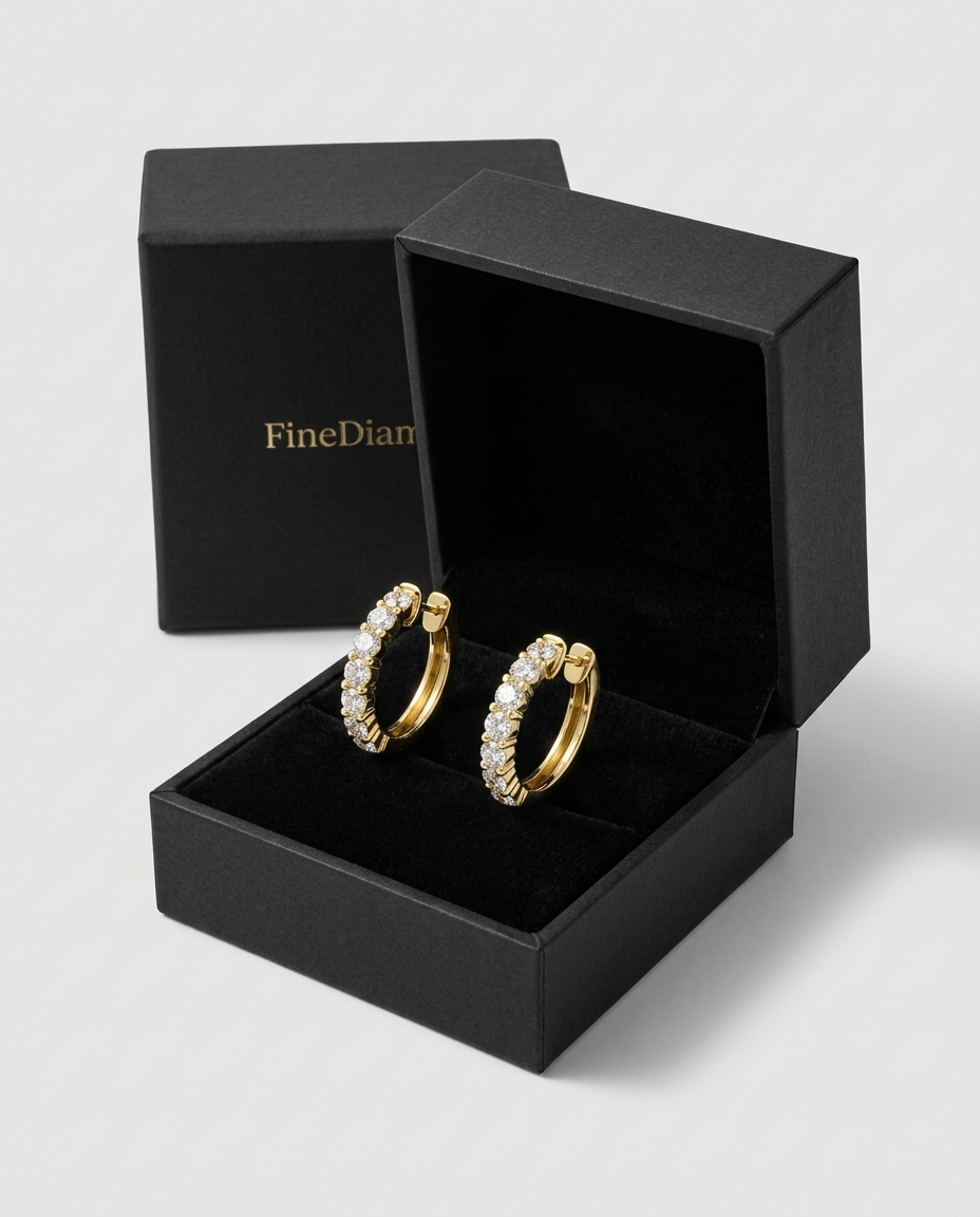 1.2 Carat D-E/VS Lab Grown Diamond Hoops Earring 9k Yellow Gold Ready To Ship