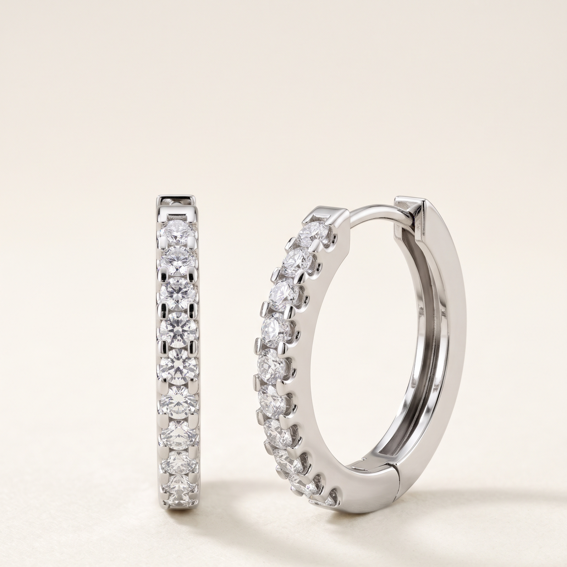 0.20 Carat D-E/VS Lab Grown Diamond Hoops Earring 9k White Gold Ready To Ship