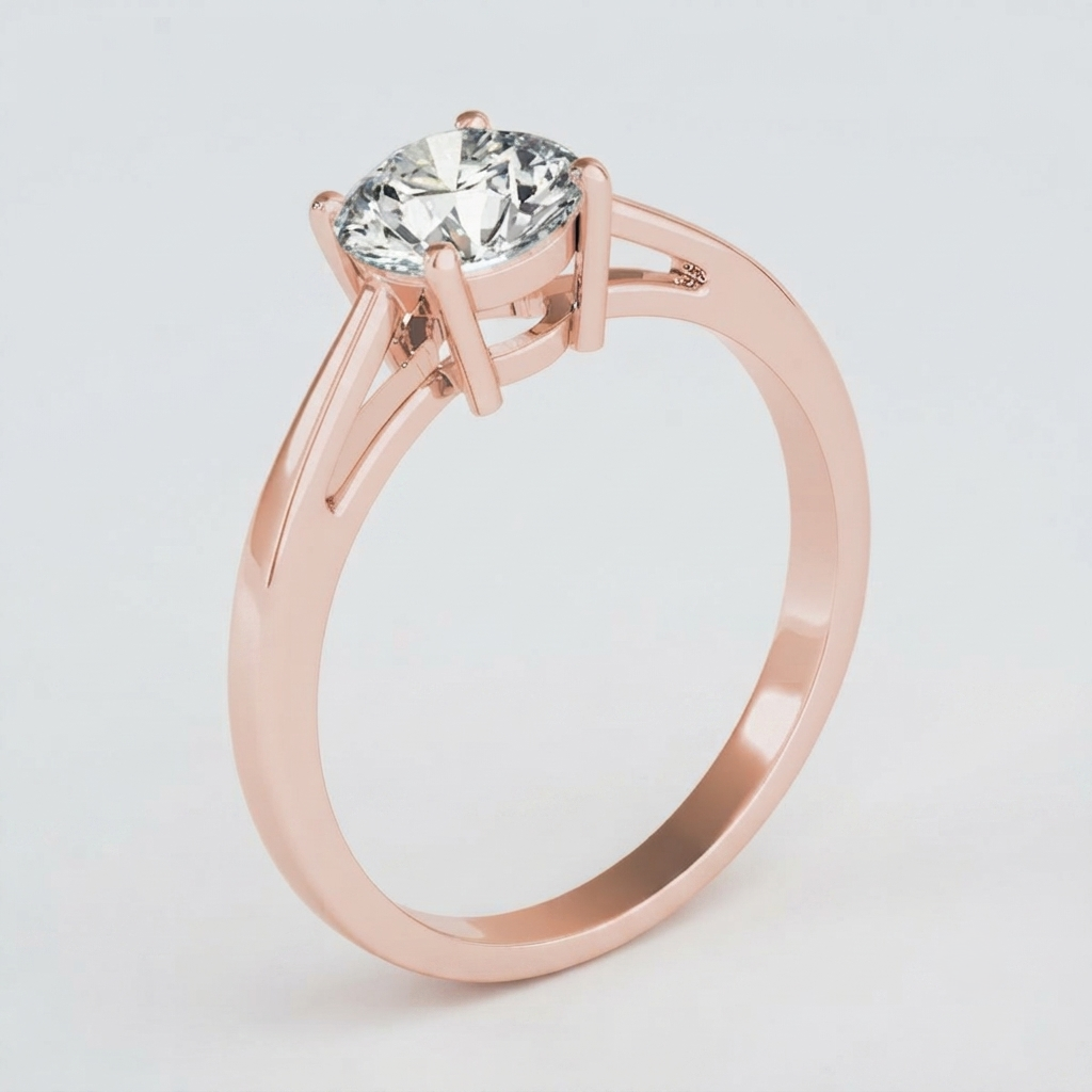 IGI Lab-Grown Round Cut Diamond Four-Claw Solitaire Engagement Ring Gift for Her.
