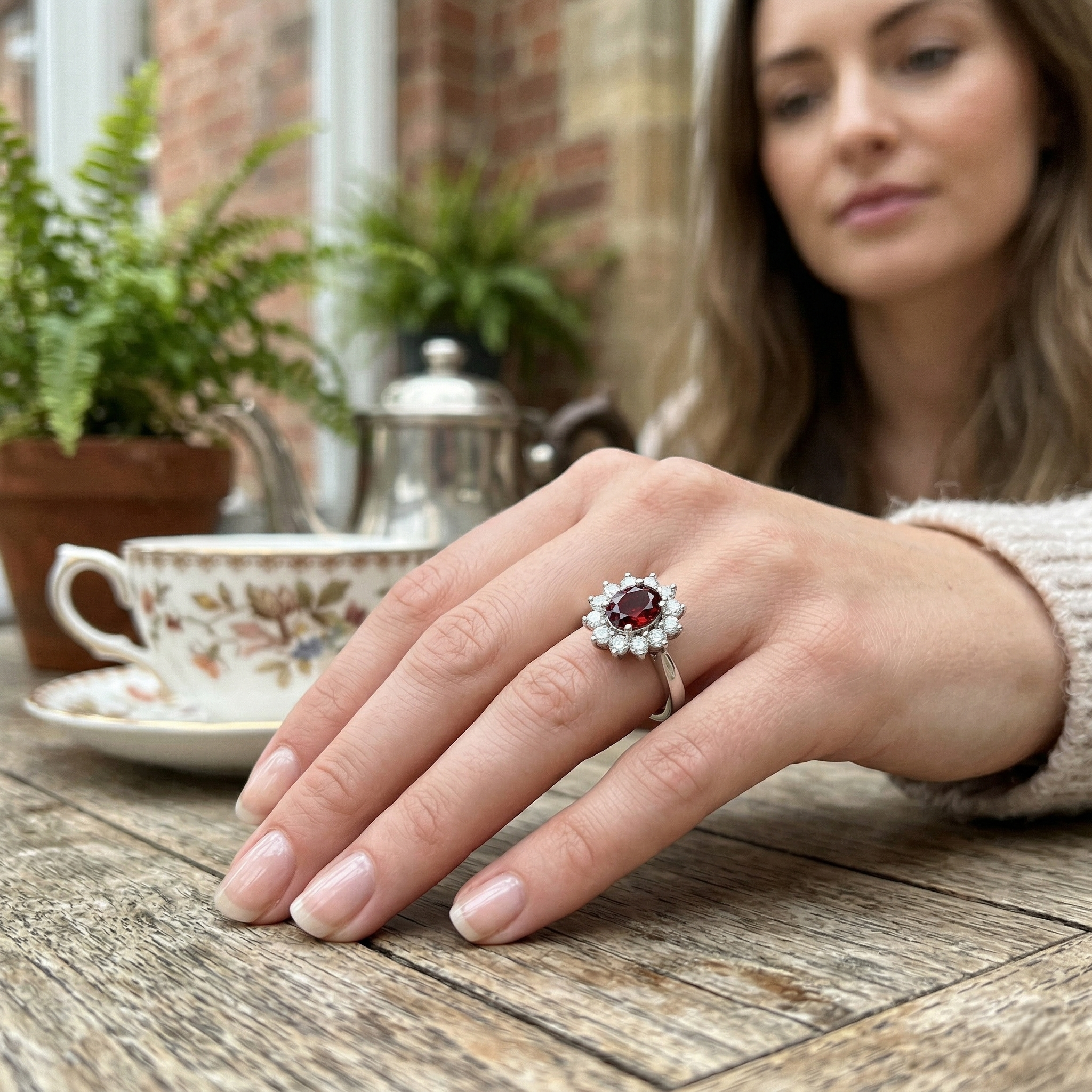 Red Ruby Diamond Halo Emgagement Ring | Oval Cut | 0.5ct - 1.75ct