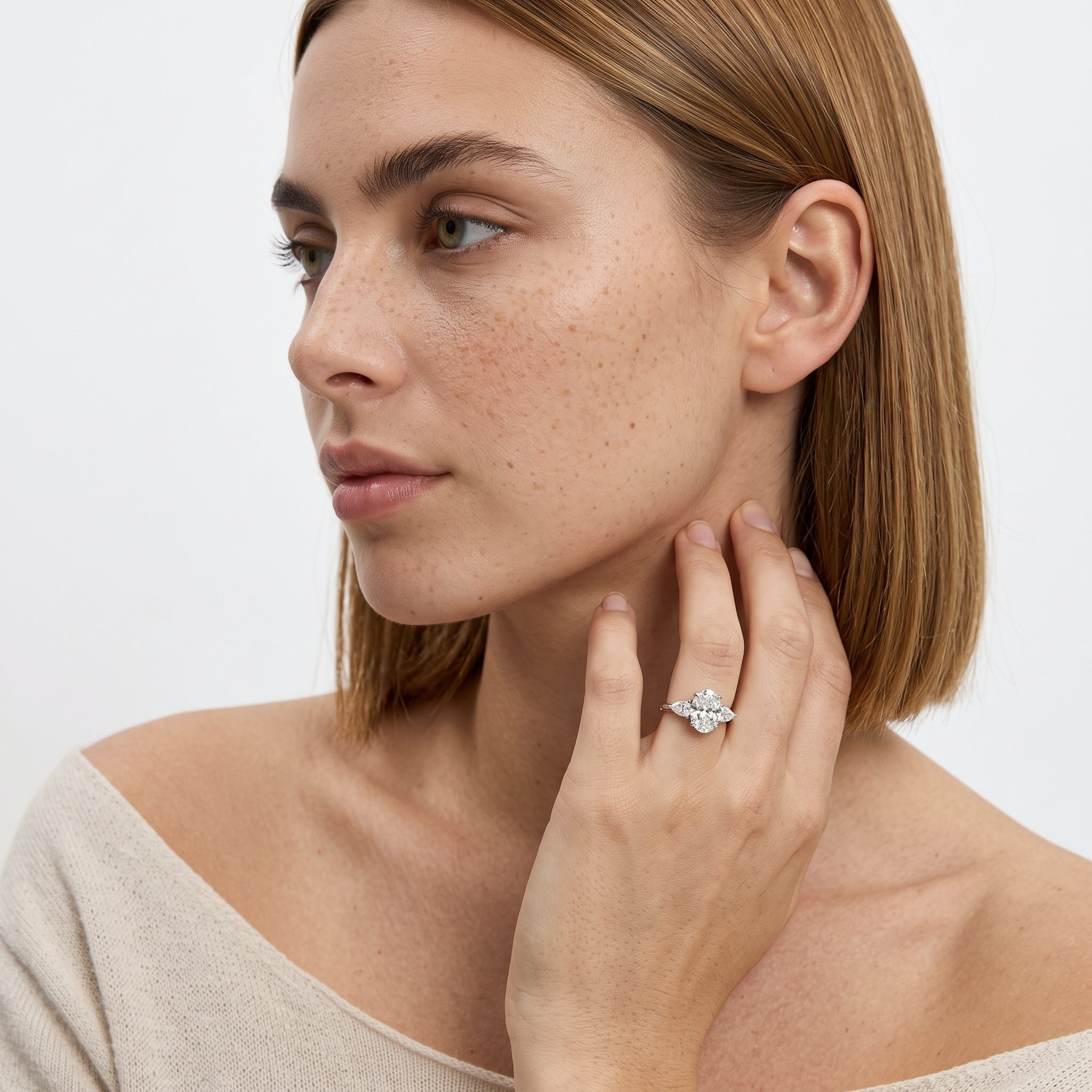 Oval & Pear Three-Stone Diamond Engagement Ring | 0.50–5.00ct