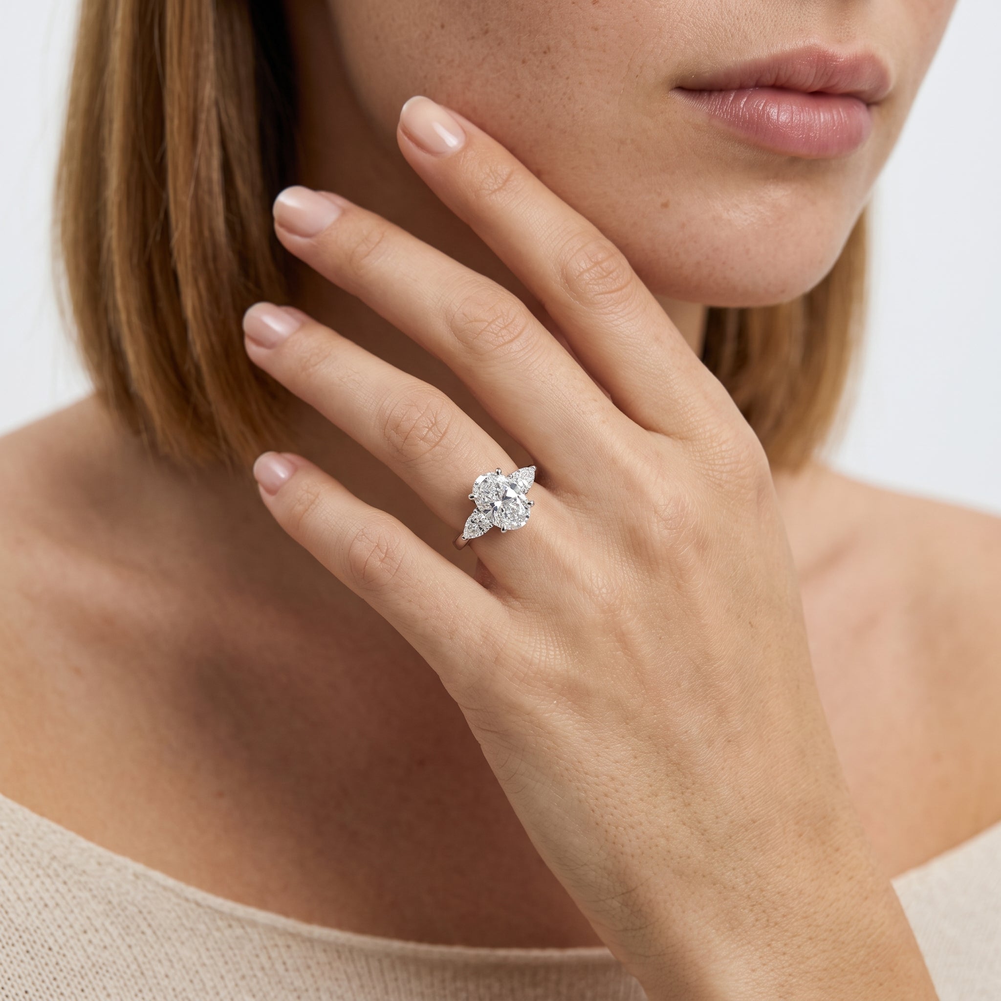 Oval & Pear Three-Stone Diamond Engagement Ring | 0.50–5.00ct