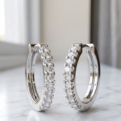 0.20 Carat D-E/VS Lab Grown Diamond Hoops Earring 9k White Gold Ready To Ship