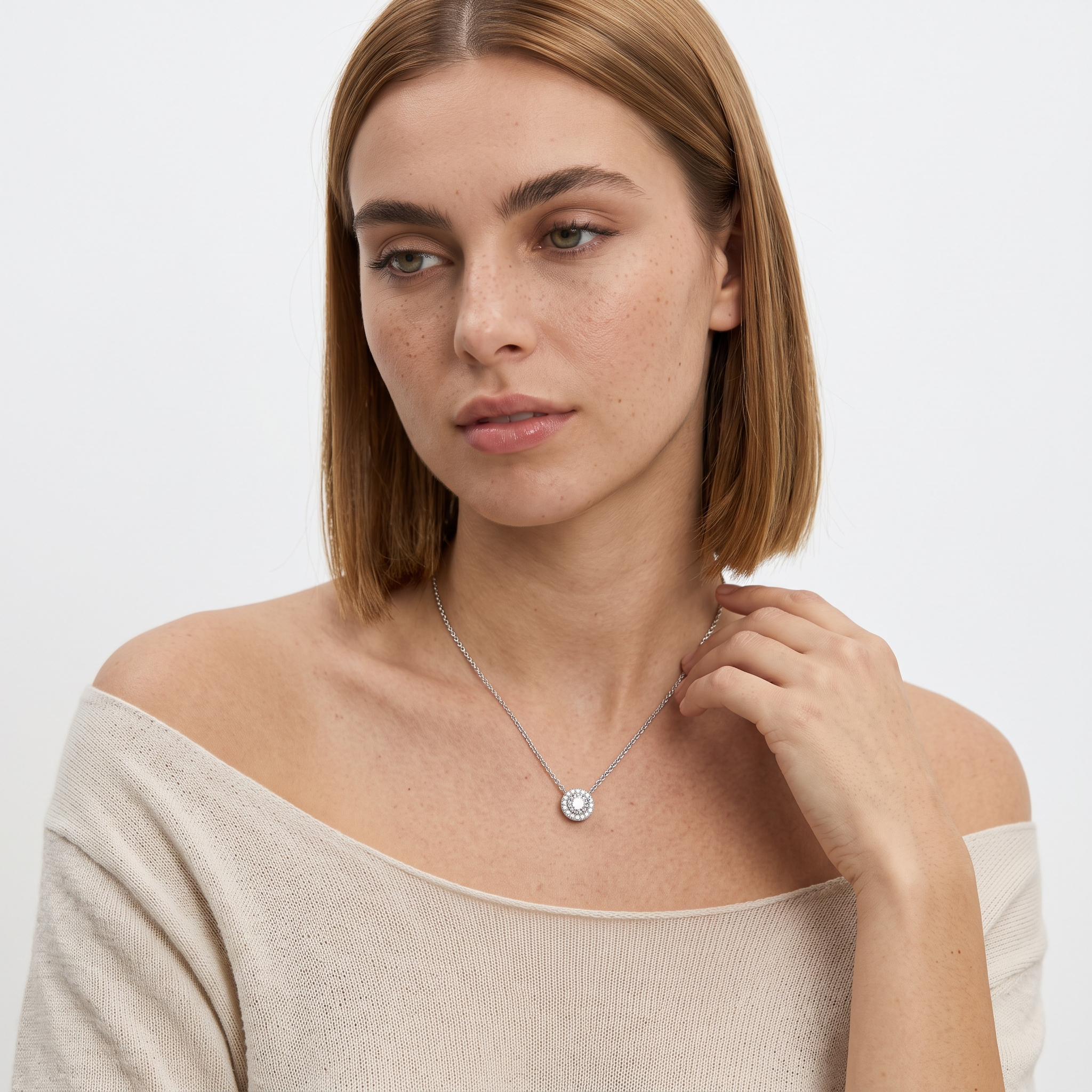 Maggie Round Diamond Halo Pendant 0.1ct to 0.75ct Gold (Without Chain )