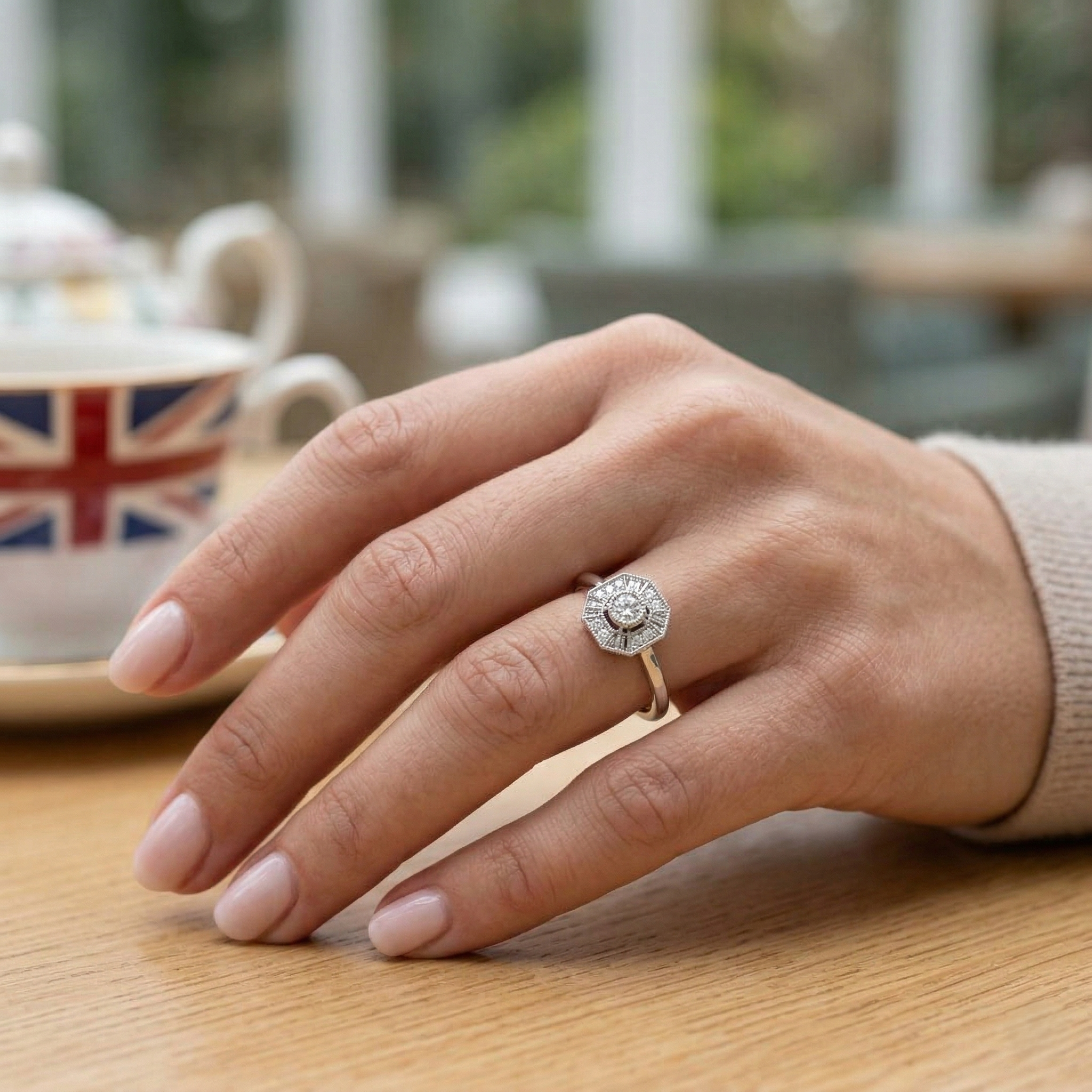 Lab Grown Round Diamond Vintage Ring | 0.15ct | Hallmarked Gold & Platinum