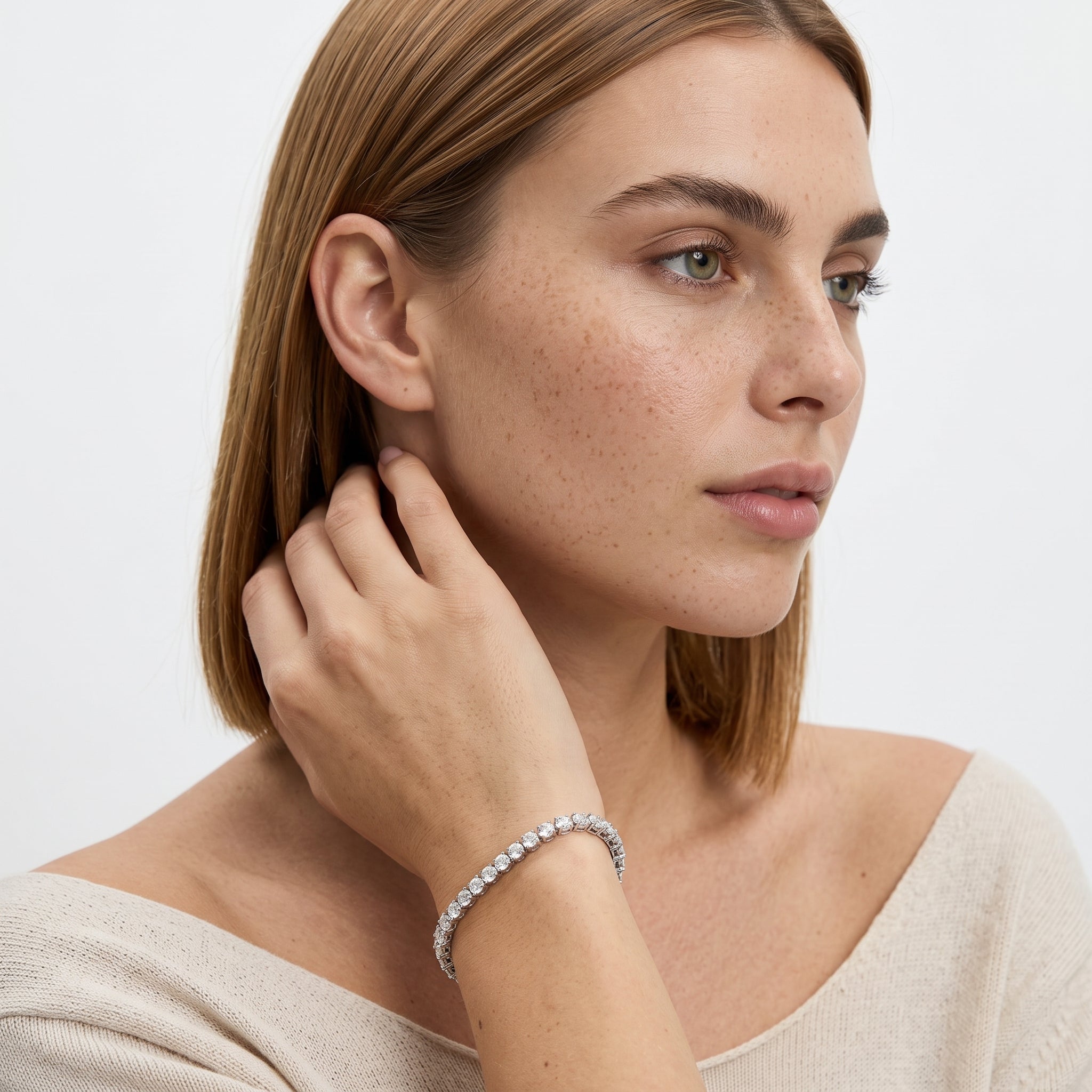 Natural Diamond Tennis Bracelet in Three Prong Set with Secure Box Clasp