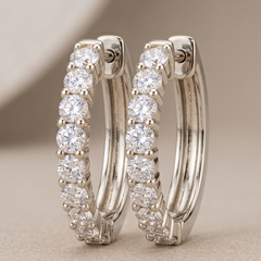 1.2 Carat D-E/VS Lab Grown Diamond Hoops Earring 9k White Gold Ready To Ship
