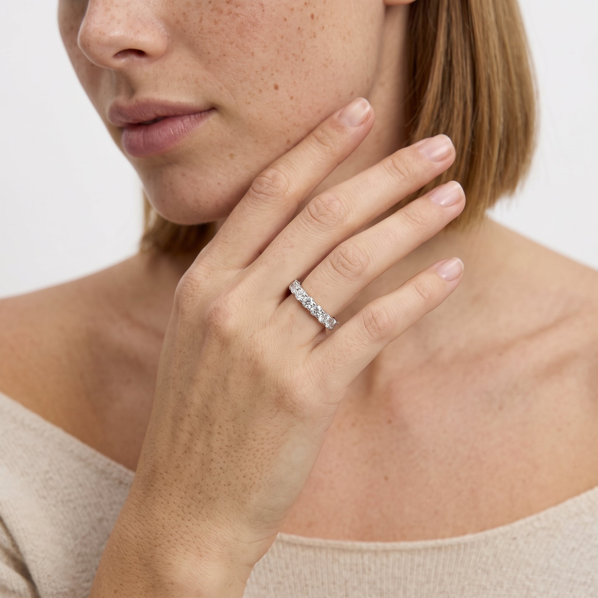 Round Cut Diamond Half Eternity Ring | 0.1ct - 1.00 ct | Gold & Platinum