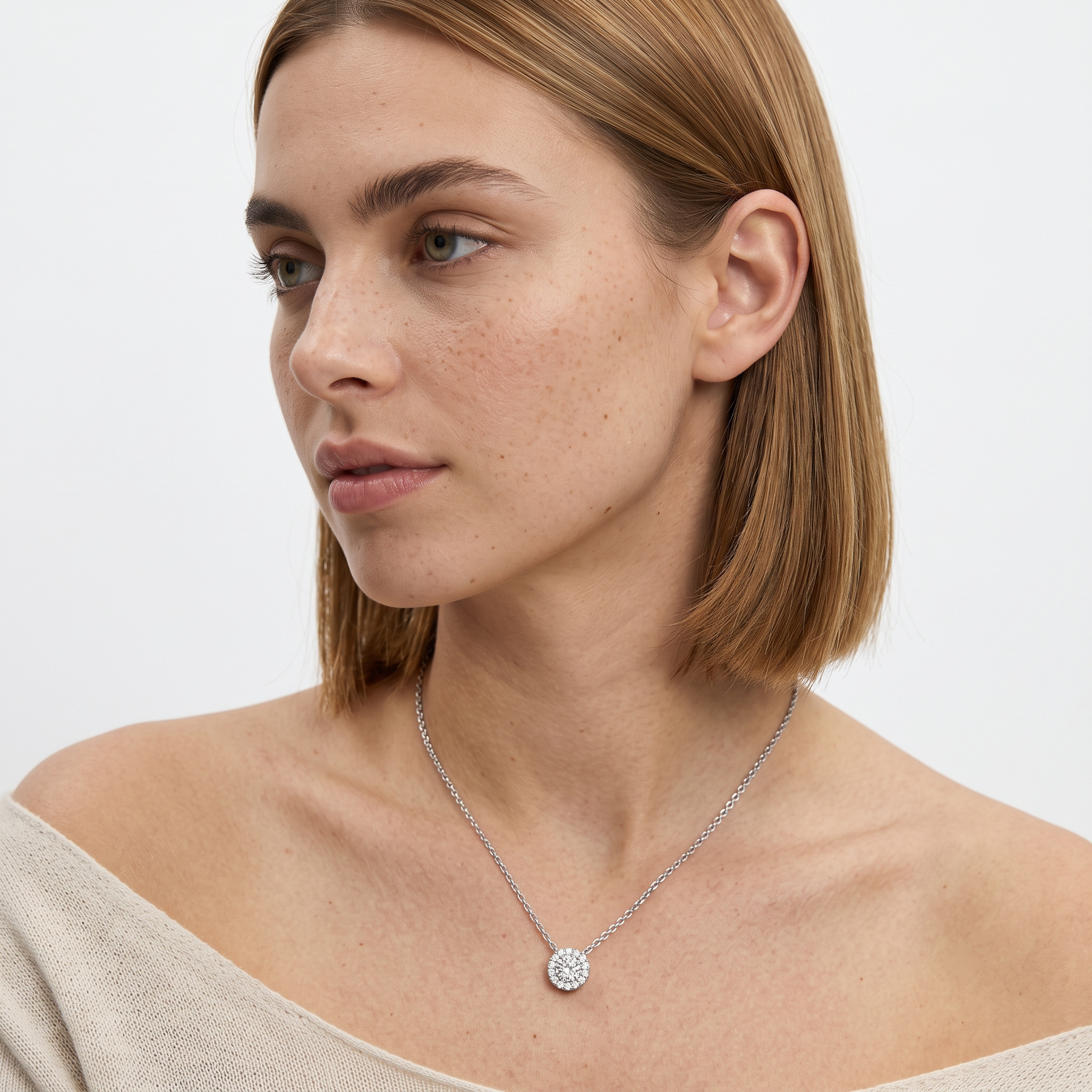 Maggie Round Diamond Halo Pendant 0.1ct to 0.75ct Gold (Without Chain )