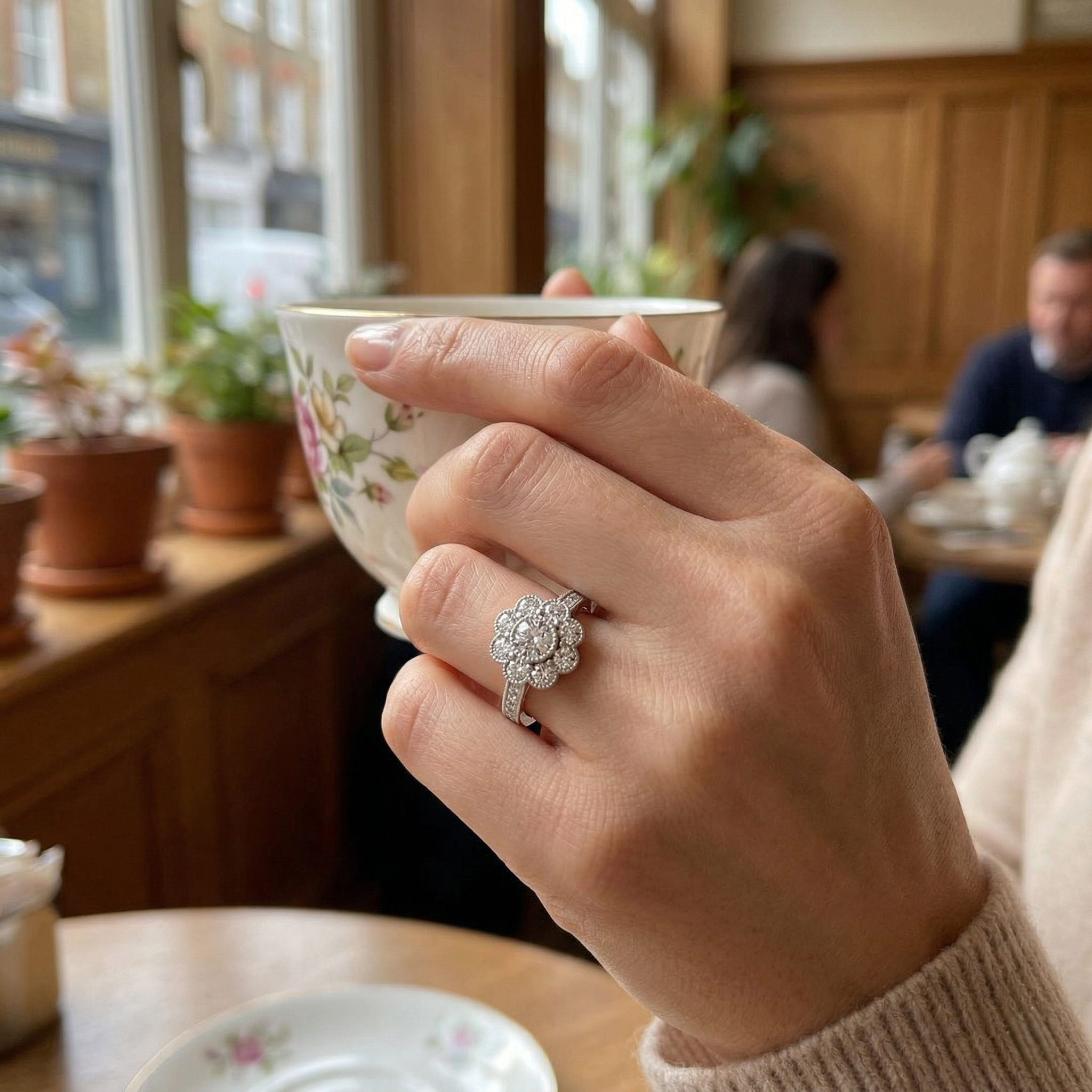 Lab-Grown Round Cut Diamond Cluster Ring In Gold & Platinum | 0.75ct