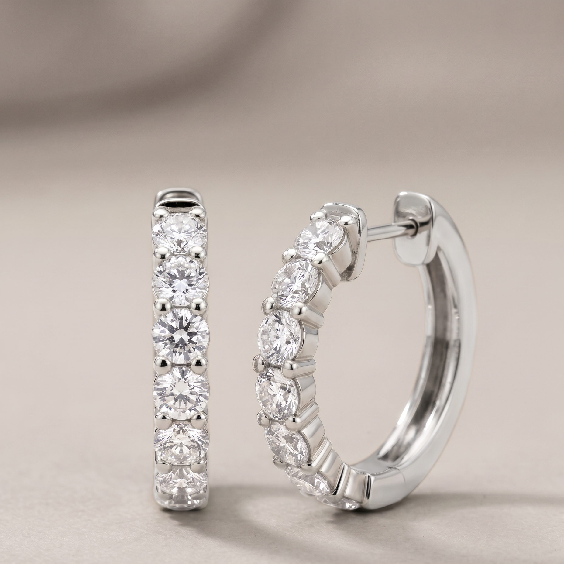 1.2 Carat D-E/VS Lab Grown Diamond Hoops Earring 9k White Gold Ready To Ship