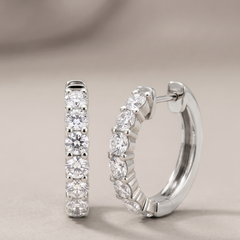 1.2 Carat D-E/VS Lab Grown Diamond Hoops Earring 9k White Gold Ready To Ship