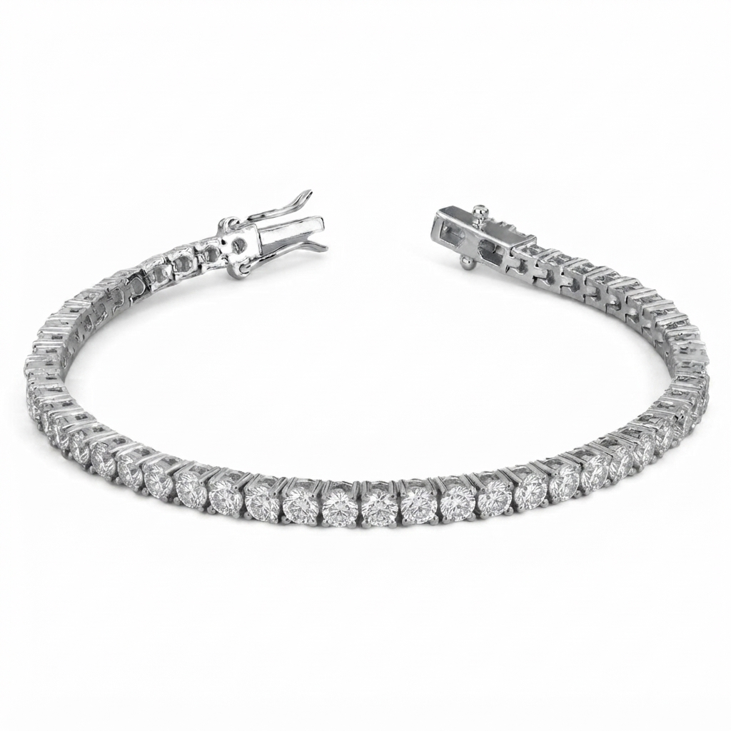3.40ct FG/VS-SI Natural Diamond Tennis Bracelet – Round Cut | 9K White Gold