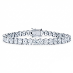 Oval Cut 7.08Ct Natural Diamond Tennis Bracelet in 18K White Gold | Fine Jewelry