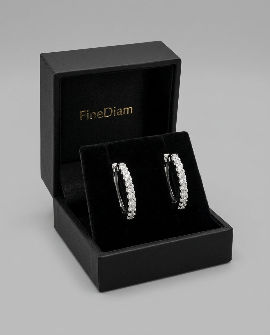 0.20 Carat D-E/VS Lab Grown Diamond Hoops Earring 9k White Gold Ready To Ship