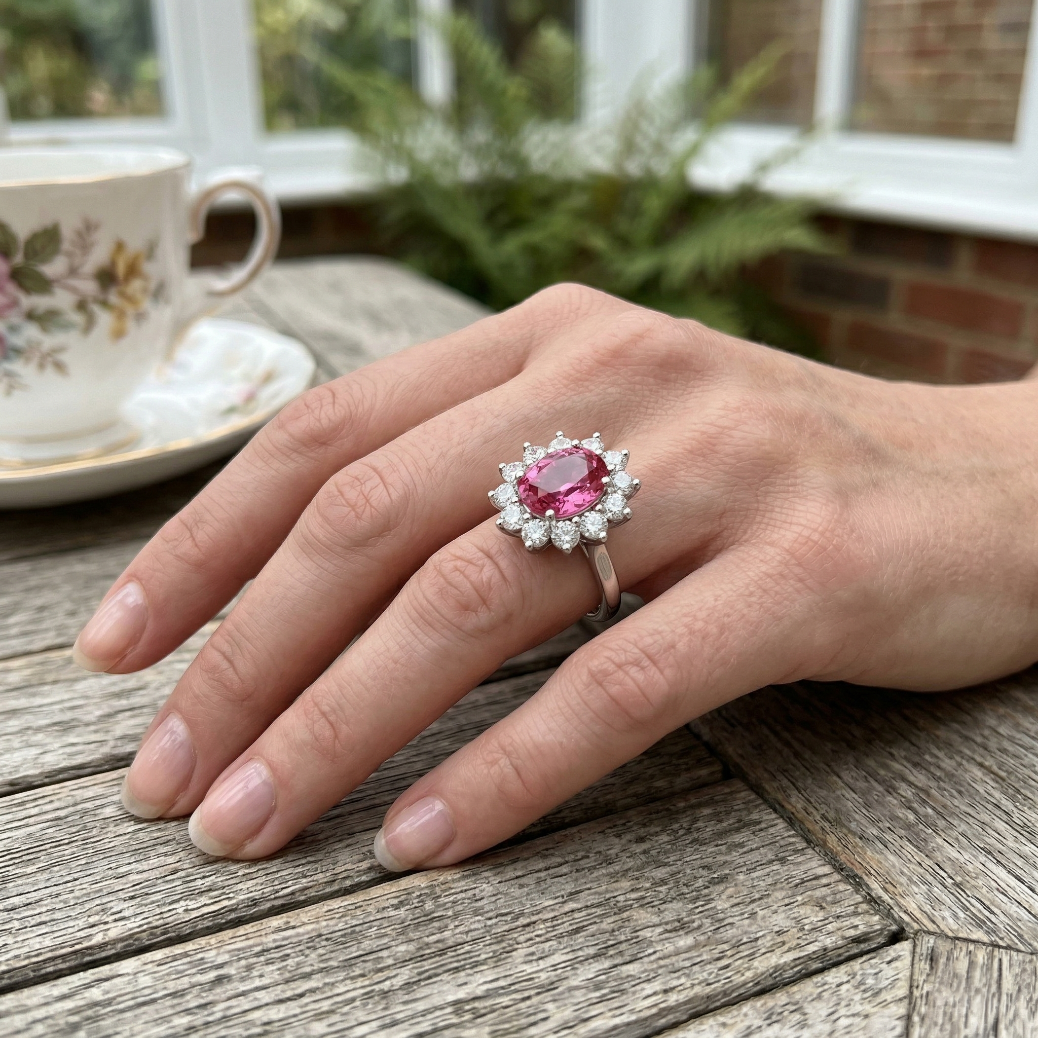 Pink Sapphire Diamond Halo Engagement Ring | Oval Cut | 0.75ct - 6ct