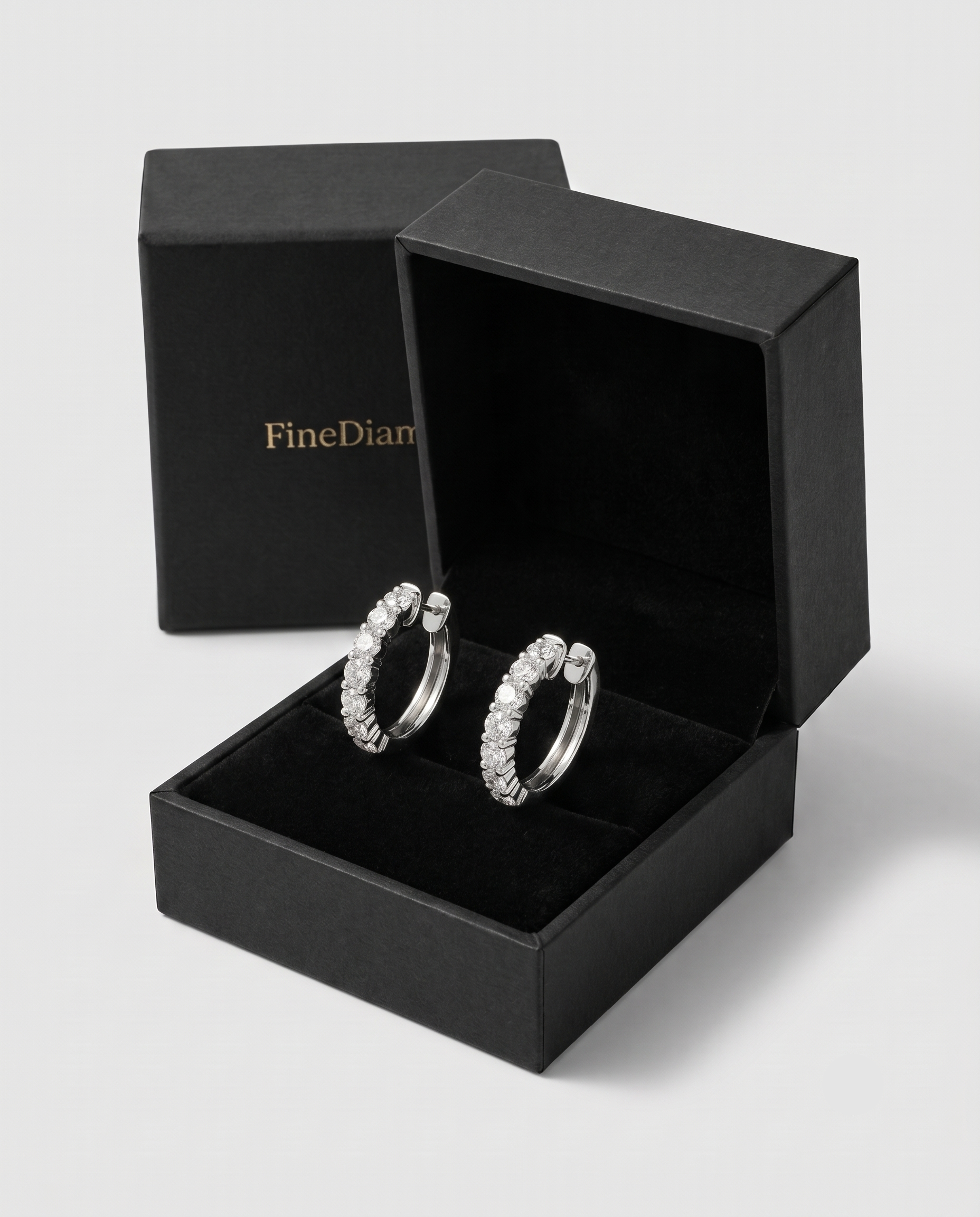 1.2 Carat D-E/VS Lab Grown Diamond Hoops Earring 9k White Gold Ready To Ship