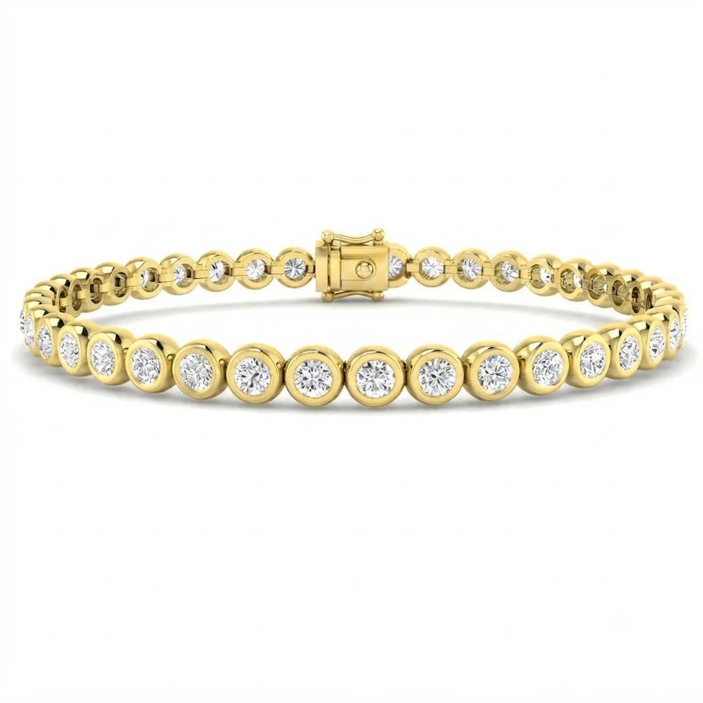 3.00ct Natural Diamond Tennis Bracelet – Round Cut | 9K Yellow Gold | Gift