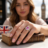 Pink Sapphire Halo Diamond Engagement Ring | Pear-Shaped & Round Diamond Halo | 1.25ct - 2.5ct