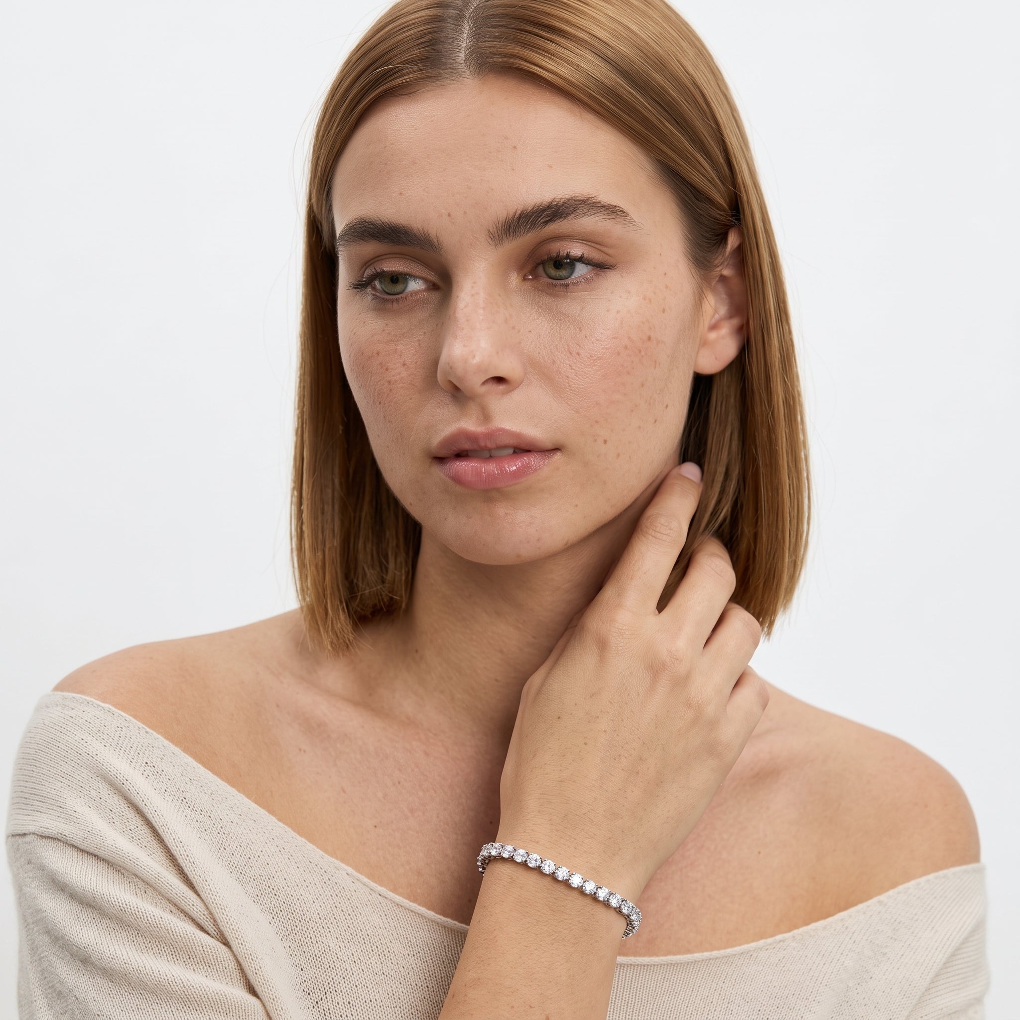 Natural Diamond Tennis Bracelet in Three Prong Set with Secure Box Clasp