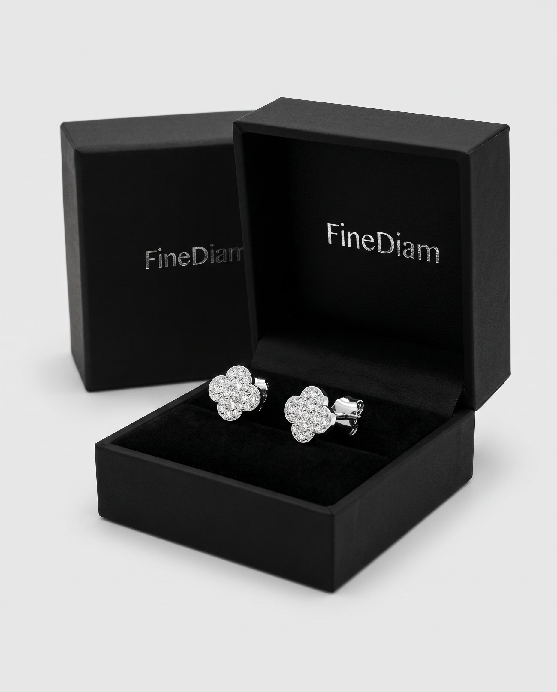 9K Yellow Gold or White Gold 0.18ct Natural Diamond Clover Earrings